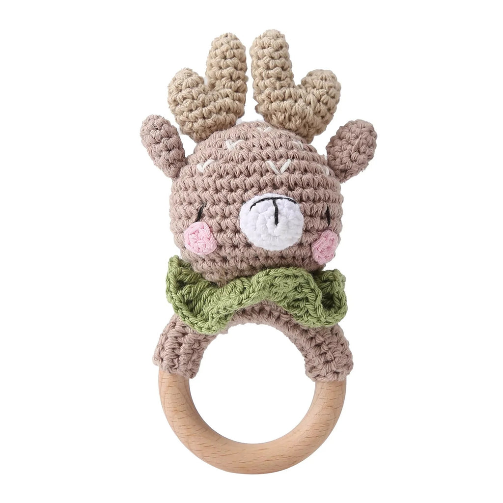 BPA-Free Wooden Crochet Rattle & Teether Toy