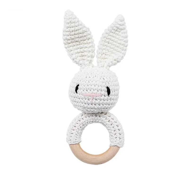 BPA-Free Wooden Crochet Rattle & Teether Toy