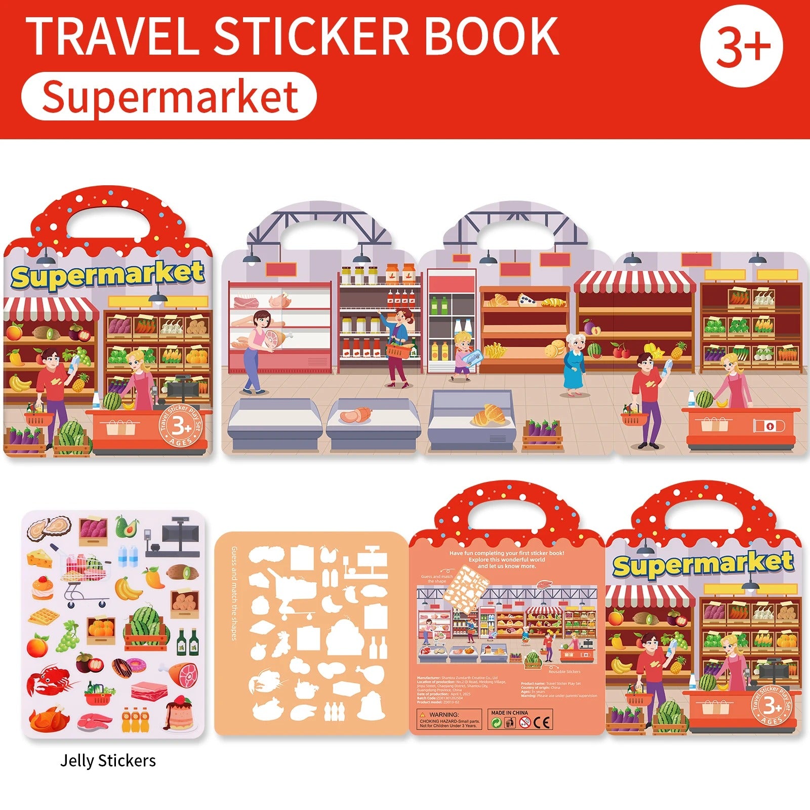 Kids' Reusable DIY Sticker Books Multi-Theme Bubble Sticker