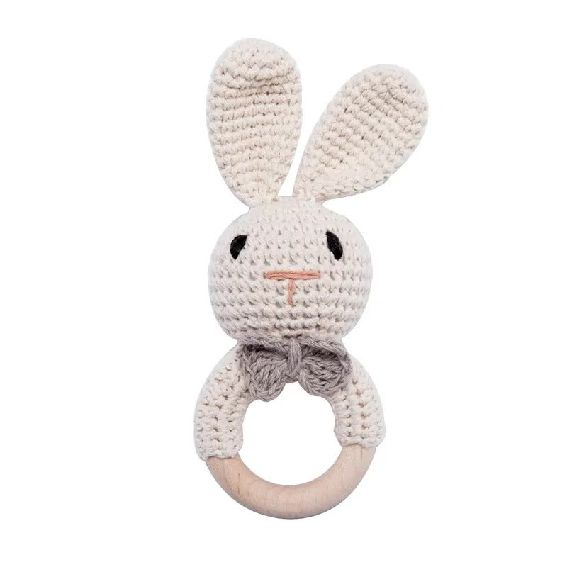 BPA-Free Wooden Crochet Rattle & Teether Toy