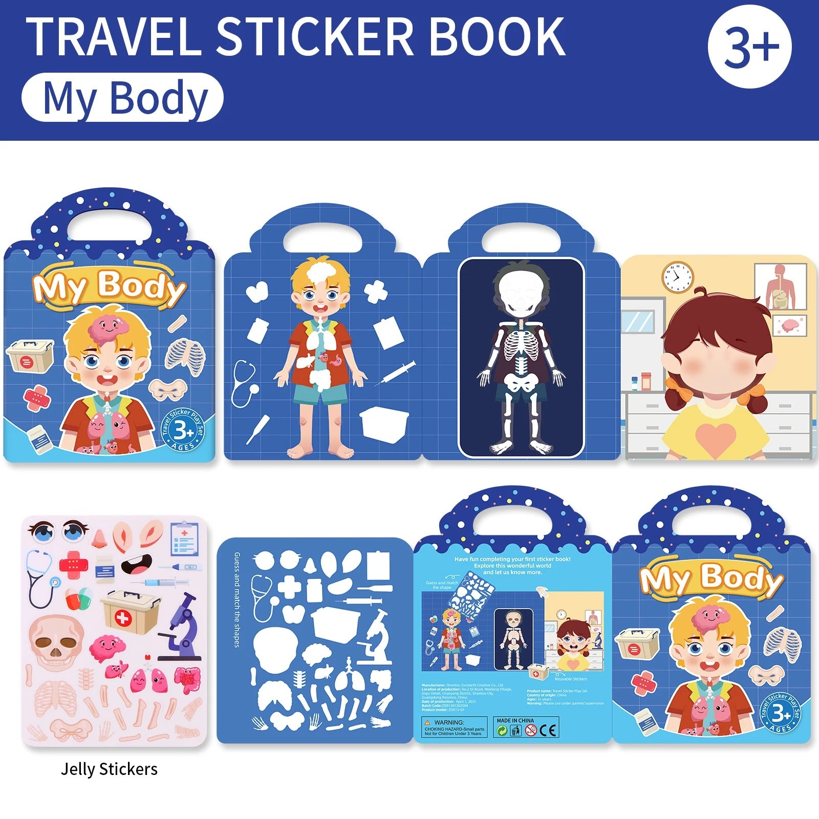 Kids' Reusable DIY Sticker Books Multi-Theme Bubble Sticker