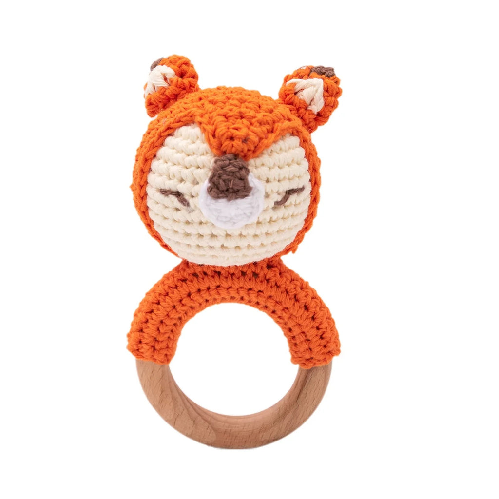 BPA-Free Wooden Crochet Rattle & Teether Toy